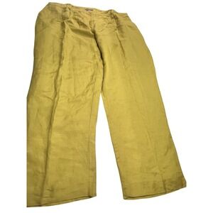 Jessica London Pants 26W Yellow Linen-Blend Casual Pull On Trousers Summer